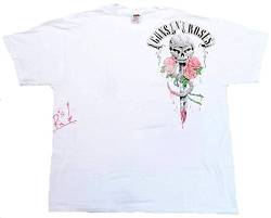 Guns N'Roses Herren T-Shirt Weiss Skull Dagger Official Merchandise Totenkopf Messer Tattoo Rock Star Tshirt Club VIP Rockstar Design L 52 von Bravado