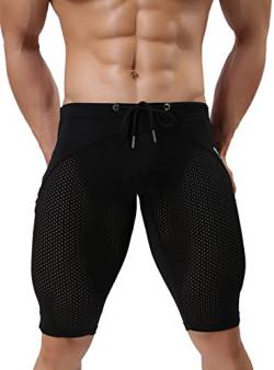 BRAVE PERSON Herren Mode Atmungsaktiv Mesh Elastisch Training Shorts Swim Trunks Beach Pants 2240, schwarz, Medium von Brave Person