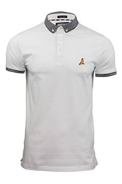 Brave Soul Herren Glover Polo T-Shirt Baumwolle Kurzarm, Optic White/ Optic White/ Navy, M von Brave Soul