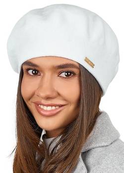 Braxton Barett aus Wolle, warm gefüttert, gehäkelt, Angora-Strickmütze, französische Pariser Mütze für Damen, Weiss/opulenter Garten, Einheitsgröße von Braxton Hats