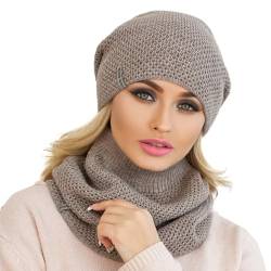 Braxton Mütze und Schal Set für Damen – Strickmütze Winter Einfarbig Beanie Halswärmer – Wolle Fleece Cap Infinity Schals, dark coffee, Einheitsgröße von Braxton Hats