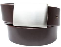 Anzuggürtel mit Koppelschließe 3,5cm | Glatter Ledergürtel mit abgerundeten Kanten 35mm | Anzug-Gürtel aus Vollrindleder | Braun 105cm von Brazil Lederwaren