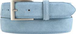 Gürtel aus Veloursleder 3,5 cm | Velour-Ledergürtel für Damen Herren 35mm | Wildleder-Gürtel | Jeansblau 85cm von Brazil Lederwaren
