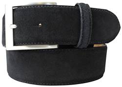 Gürtel aus Veloursleder 4 cm | Velour-Ledergürtel für Damen Herren 40mm | Wildleder-Gürtel 4cm | Schwarz 120cm von Brazil Lederwaren