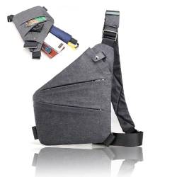 afecarry Anti-Diebstahl-Reisetasche,Safecarry Anti-Diebstahl-Tasche, schmale Umhängetasche,Umhängetasche,WanderPlus Anti-Diebstahl-Umhängetasche,Unisex (Grau,Rechte Schulter) von BreWel