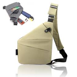 afecarry Anti-Diebstahl-Reisetasche,Safecarry Anti-Diebstahl-Tasche, schmale Umhängetasche,Umhängetasche,WanderPlus Anti-Diebstahl-Umhängetasche,Unisex (Khaki,Rechte Schulter) von BreWel