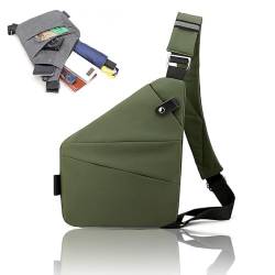 afecarry Anti-Diebstahl-Reisetasche,Safecarry Anti-Diebstahl-Tasche, schmale Umhängetasche,Umhängetasche,WanderPlus Anti-Diebstahl-Umhängetasche,Unisex (Militärgrün,Rechte Schulter) von BreWel