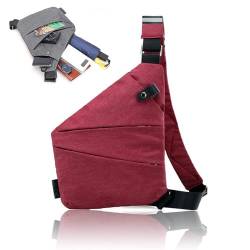 afecarry Anti-Diebstahl-Reisetasche,Safecarry Anti-Diebstahl-Tasche, schmale Umhängetasche,Umhängetasche,WanderPlus Anti-Diebstahl-Umhängetasche,Unisex (Rot,Rechte Schulter) von BreWel