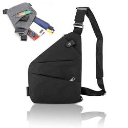 afecarry Anti-Diebstahl-Reisetasche,Safecarry Anti-Diebstahl-Tasche, schmale Umhängetasche,Umhängetasche,WanderPlus Anti-Diebstahl-Umhängetasche,Unisex (Schwarz,Rechte Schulter) von BreWel