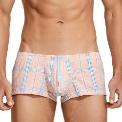 BreakEgg Baumwolle Gewebte Boxershorts Mit Knopf Fliegen-Klassische Herren Unterwäsche Boxer (Rosa,XL) von BreakEgg