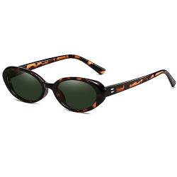 Breaksun Retro Oval Sonnenbrille für Damen Herren Mode Kleine Ovale Sonnenbrille 90er Vintage Shades, Leopard/G15), MM von Breaksun