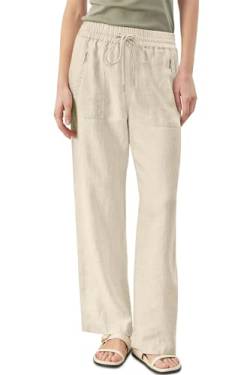 Breampot Damen Leinenhose Leichte Sommerhose Weite Freizeithose und Elastischer Bund mit Kordelzug(Beige,M) von Breampot