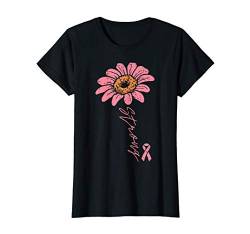 Damen Pink Ribbon Sunflower Strong Breast Cancer Awareness Women T-Shirt von Breast Cancer Awareness Clothes For Women Gifts