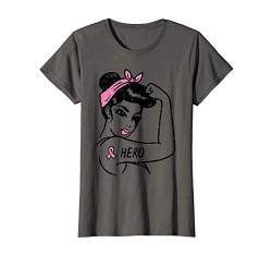 Damen Rosie Riveter Hero Pink Ribbon Breast Cancer Awareness Women T-Shirt von Breast Cancer Awareness Clothes For Women Gifts