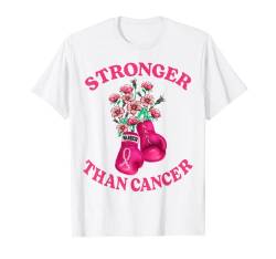 Stronger Than Cancer Boxhandschuhe mit rosa Schleifenband, Brustkrebs T-Shirt von Breast Cancer Warrior Survivor Gifts for Women Men