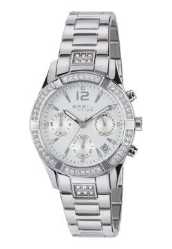 BREIL - Damen Uhr aus der Kollektion C'EST CHIC EW 0275 - Armbanduhr mit Analogem Zifferblatt in Weiß mit Kristallen - PE902 SUNON Bewegung - Quarzuhr - mit Edelstahl-Armband von Breil