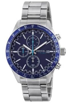 Breil, Fast Kollektion, Herrenuhr, Chronograph, Edelstahlgehäuse, Blaue Aluminium-Lünette mit Silberner Skala, Blaues Zifferblatt, Fluoreszenz-Zeiger, Wasserdicht, Durchmesser 44 mm von Breil