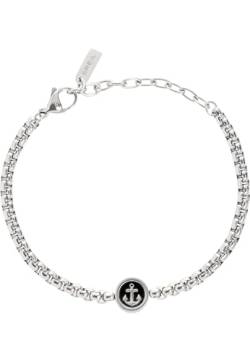 Breil, Ketch Kollektion, Herrenarmband aus Edelstahl, mit Ankersymbol auf einem Zweifarbigen Edelstahlanhänger, Praktischer Verschluss, Silber von Breil