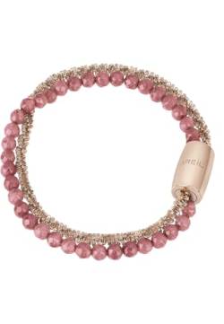 Breil, Magnetica Kollektion, Kleines Polar Lights-Armband, mit Poliertem Rosé IP Stahl und Rosa Achat-Gänseblümchen-Kette, Praktischer Magnetverschluss, Größe 19 cm, Farbe: Gold-Rosé und Rosé von Breil