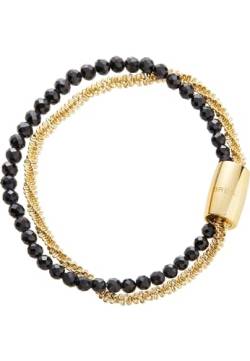 Breil, Magnetica System Kollektion, Kleines Black Sun Armband, Armband aus Poliertem Edelstahl, mit Schwarzen Spinellsteinen, Magnetverschluss, Farbe: Gold und Schwarz, Länge: 19,5 cm von Breil