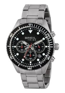 Breil, Sail Kollektion, Herrenuhr, Chronograph, Polierter Edelstahl, Uhrwerk PE 902, Indexe und Zeiger mit Weißer Fluoreszenz, Sicherheitsschließe + Druckknopf, Gehäuse 42 mm, Silber und Schwarz von Breil