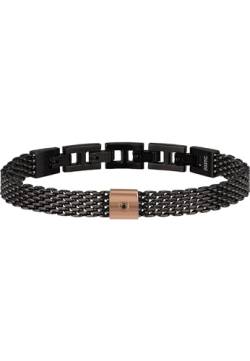 Breil Armband BLACK DIAMOND für Herren aus Edelstahl mit Diamant in der Farbe Schwarz, mit Faltverschluss, Länge: 22 cm, TJ2956 von Breil
