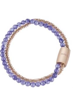 Breil Armband MAGNETICA SYSTEM für Damen aus Edelstahl IP in der Farbe Roségold mit lilafarbenen Achat Steinen, mit Magnetverschluss, Länge: 19 cm, TJ3194 von Breil