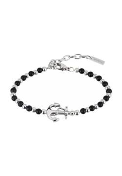 Breil - Armband für Männer BLACK ONYX Kollektion TJ2407 - Schmuck aus Edelstahl und Naturstein mit Zentralem Ankerstück - 22.5 cm Länge von Breil