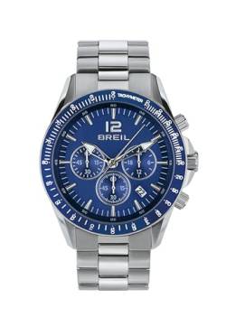 Breil Beil Herren Tyler Watch Mono-Colorous Blue Dial-Bewegung Chronograph Chronograph Quarz und Armband Silber Stahl TW2058 von Breil