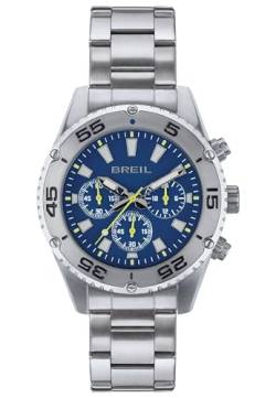 Breil Chrono Sprinter Herren Armbanduhr Chronograph mit Armband aus Stahl, in der Farbe: Silber/Blau, Gehäusedurchmesser: 43 mm, TW1998 von Breil