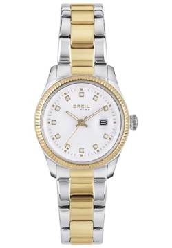 Breil Classic Elegance Damen Armbanduhr aus Edelstahl in der Farbe Silber-Gold 32mm, Wasserdichtigkeit: 5Bar, EW0601 von Breil