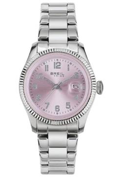 Breil Classic Elegance Damen Armbanduhr aus Edelstahl in der Farbe Silber-Pink 30mm, Wasserdichtigkeit: 5Bar, EW0627 von Breil