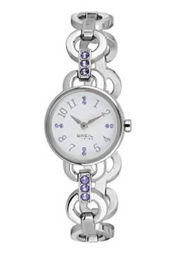 Breil Damen Armbanduhr Agata in der Farbe Silber/Weiß/Lila mit Edelstahlarmband, Gehäusedurchmesser: 25 mm, EW0382 von Breil