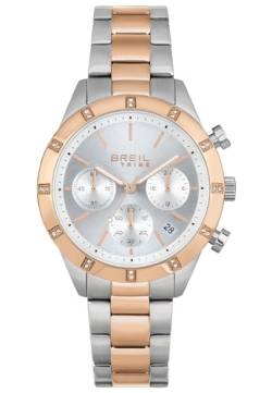 Breil Damen Armbanduhr Dazzle in der Farbe Silber/Gold mit weißen Kristallen verziert und Edelstahlarmband, Gehäusedurchmesser: 38 mm, EW0520 von Breil