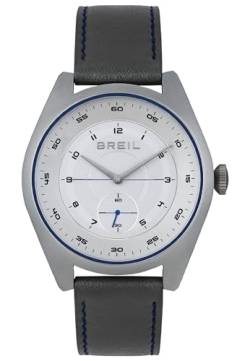 Breil Finder Herren Armbanduhr mit Leder-Armband in der Farbe: Grau/Schwarz, Gehäusedurchmesser: 43 mm, TW1958 von Breil