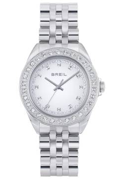 Breil Hyper Damen Armbanduhr mit Armband aus Stahl, in der Farbe: Silber/Weiß und Zirkoniakristallen, Gehäusedurchmesser: 36 mm, TW1974 von Breil