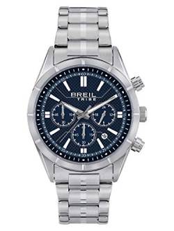 Breil Lead Herren Chronograph aus Edelstahl in der Farbe Silber-Blau 42mm, Wasserdichtigkeit: 10Bar, EW0525 von Breil