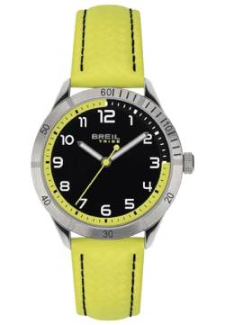 Breil Mate Herren Multifunktionsuhr mit Armband aus Leder, in der Farbe: Gelb/Schwarz, Gehäusedurchmesser: 37 mm, EW0619 von Breil