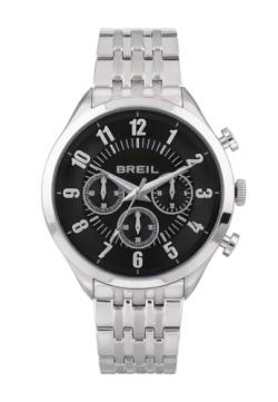 Breil Men's Arbiter Watch Collection Mono-Colour Black dial Chrono Quartz Movement and Steel Silver Bracelet TW1874 von Breil
