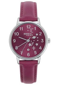 Breil Paradise Damen Armbanduhr mit Armband aus Leder, in der Farbe: Fuchsia, Gehäusedurchmesser: 30 mm, EW0633 von Breil