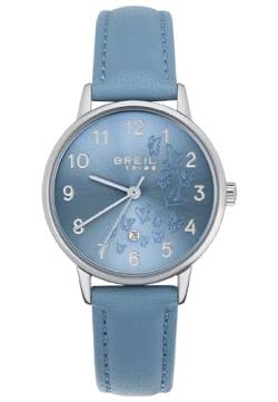 Breil Paradise Damen Armbanduhr mit Armband aus Leder, in der Farbe: Hellblau, Gehäusedurchmesser: 30 mm, EW0631 von Breil