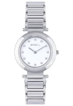 Breil Pivot Damen Armbanduhr mit Armband aus Stahl, in der Farbe: Silber/Weiß und Zirkoniakristallen, Gehäusedurchmesser: 32 mm, TW1961 von Breil