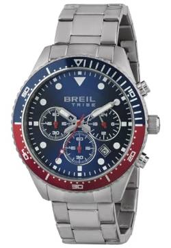 Breil Sail Herren Chronograph aus Edelstahl in der Farbe Silber-Blau-Rot 42mm, Wasserdichtigkeit: 10Bar, EW0581 von Breil