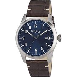 Breil Tribe Herren Armbanduhr Classic Elegance Edelstahl/Leder Silber-Braun-Blau 42mm, Wasserdichtigkeit: 5 Bar, EW0234 von Breil