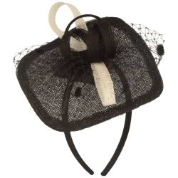 Feiner vierecker Fascinator mit Schleife aus Sisal-Sinamay-Mix von Hut-Breiter Meisteratelier von Breiter Meisteratelier