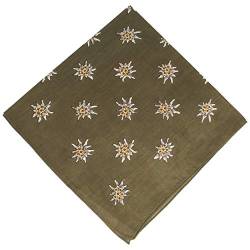 Breiter Edelweiß Trachtentuch Nickituch Trachten-Nickituch Schal Tuch aus 100% Baumwolle 50 x 50 cm (Oliv) von Breiter