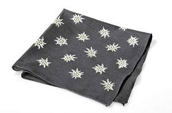 Breiter Edelweiß Trachtentuch Nickituch Trachten-Nickituch Schal Tuch aus 100% Baumwolle 50 x 50 cm (Schwarz) von Breiter