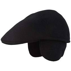 Breiter Herren Winter Schiebermütze, Flatcap, Schirmmütze, Wolle, ausklappbarer Ohrenschutz, Hautfreundlich, Blau, S von Breiter