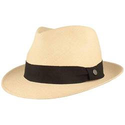 Breiter ORIGINAL Panama-Hut | Stroh-Hut | Sommer-Hut aus Ecuador – Schmaler Trilby - Handgeflochten, UV-Schutz, Bruchschutz - Natur (sz BD), XL von Breiter