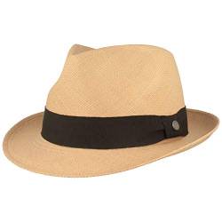 Breiter ORIGINAL Panama-Hut Stroh-Hut Sommer-Hut aus Ecuador – Schmaler Trilby - Handgeflochten, UV-Schutz, Bruchschutz - Stone, M von Breiter